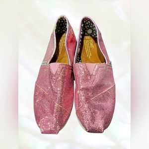 PreLoved Tom's Rose Glow Glitter Classic Shoes